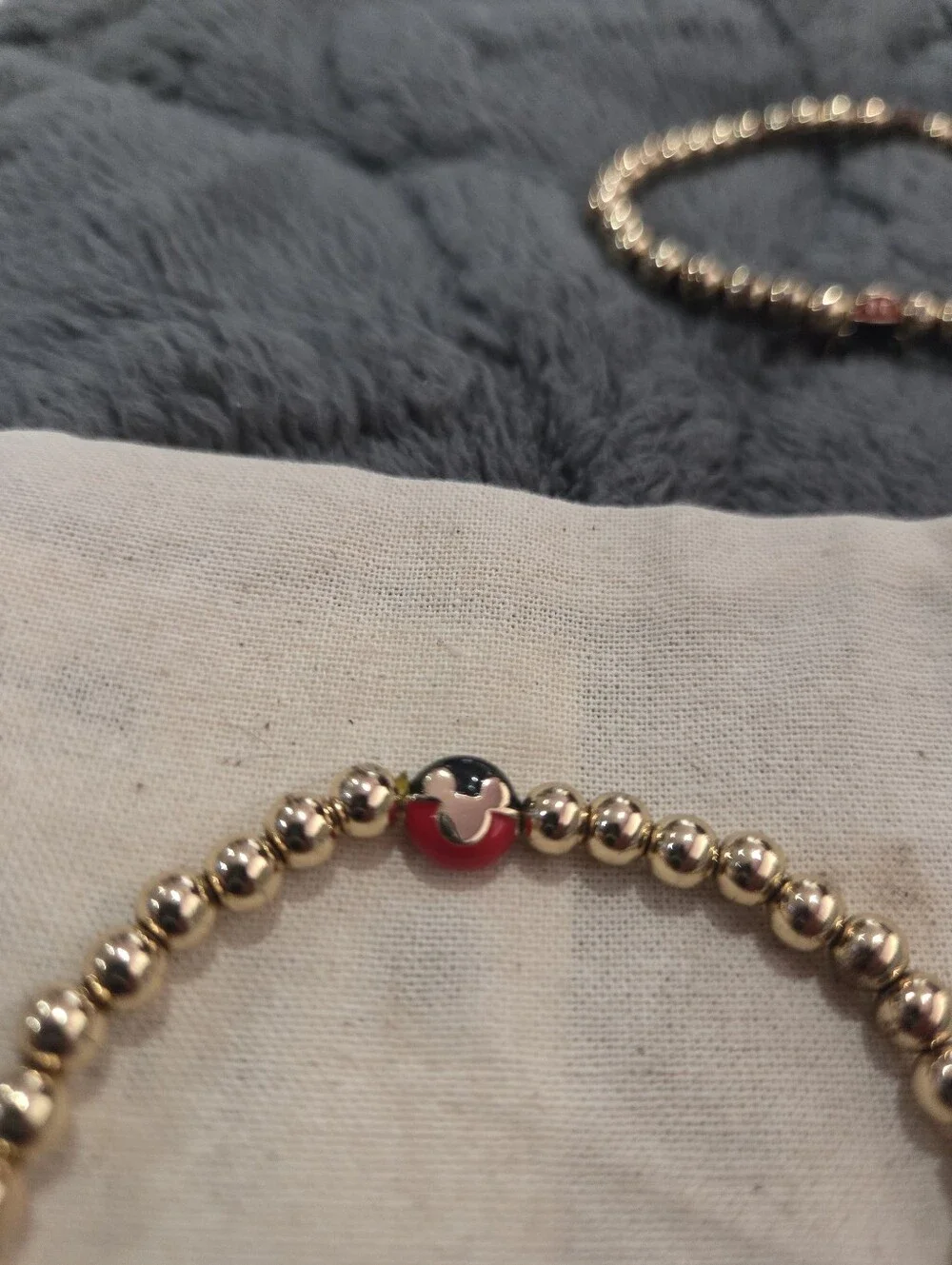 BaubleBar Disney Gold Beaded Bracelet Stack - Initial J & Mickey Mouse